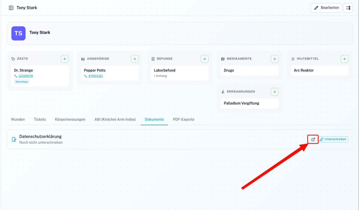Wound Status Modal Screenshot